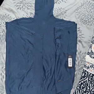 Elegant Turtleneck Sweater poncho in Steel Blue